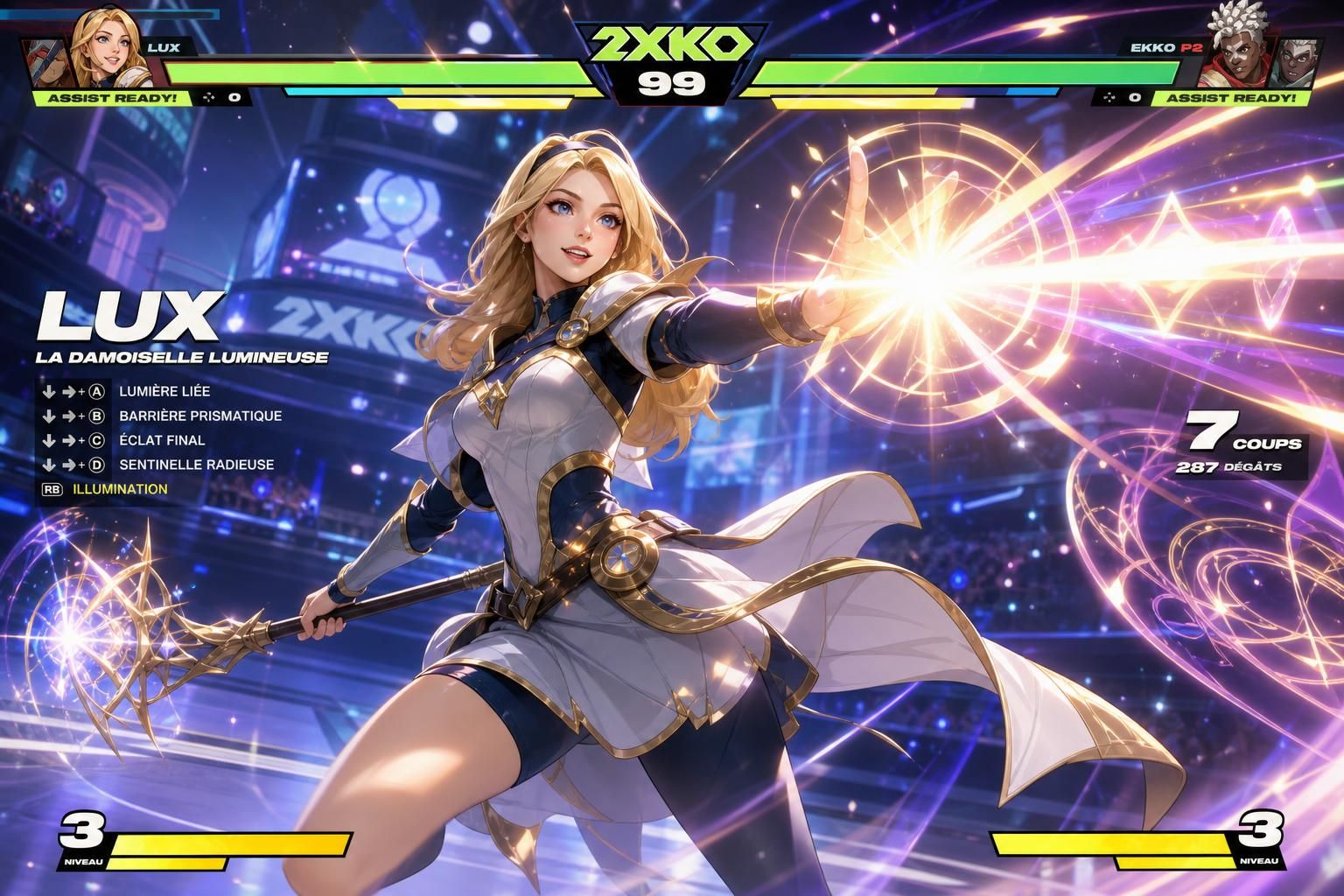 découvrez lux, la magicienne adorée de league of legends, prête à enflammer les arènes de 2xko avec ses pouvoirs éclatants et son charme irrésistible.
