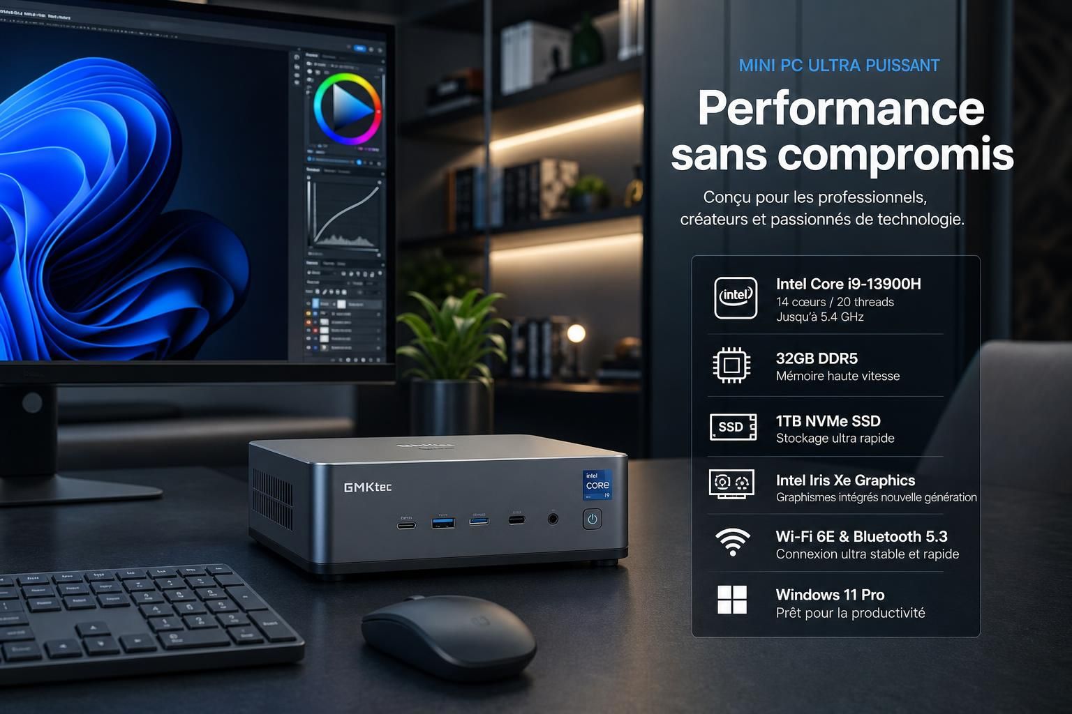 découvrez le mini pc ultra performant équipé d'un processeur intel core i9, 1 to ssd et 24 go de ram, fonctionnant sous windows 11. profitez d'une puissance exceptionnelle à un prix imbattable.