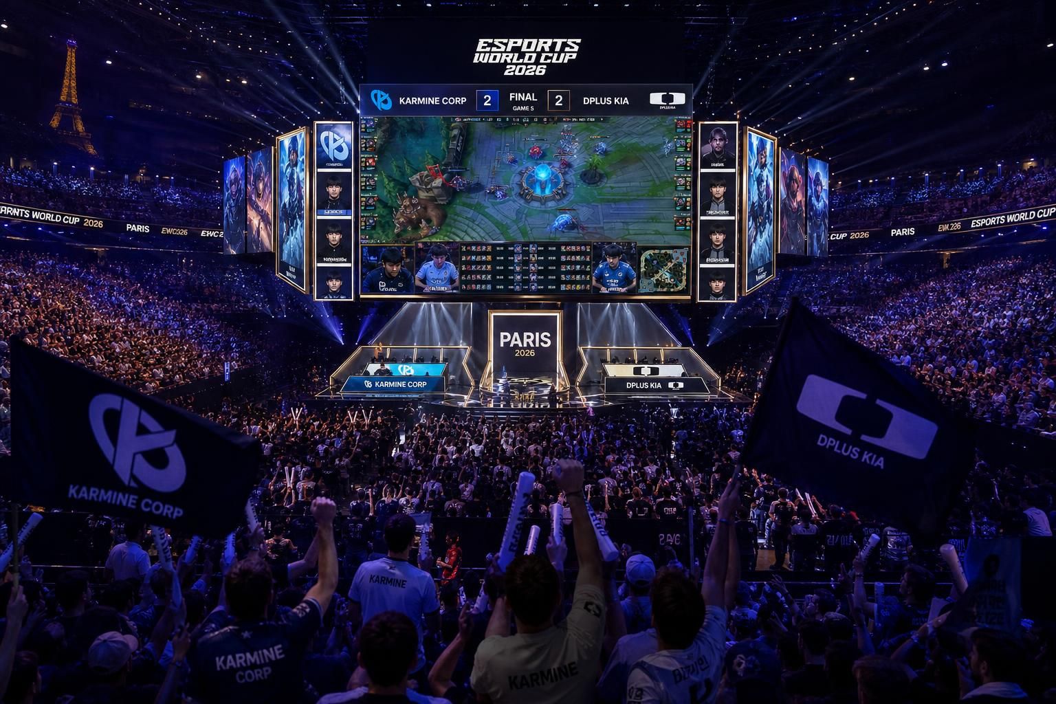 dplus s'impose face à la karmine corp et remporte la finale de l'esports world cup. découvrez tous les détails de cette victoire majeure sur e.sport.fr.