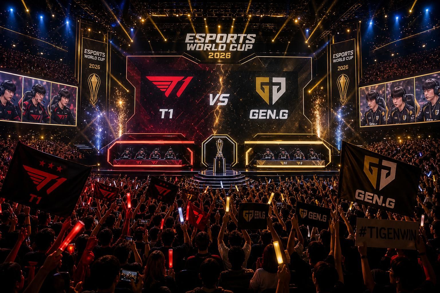 suivez en direct le duel épique entre t1 et gen.g lors de l'ewc 2026 sur e.sport.fr. ne manquez rien de cette confrontation explosive entre deux géants de l'esport.